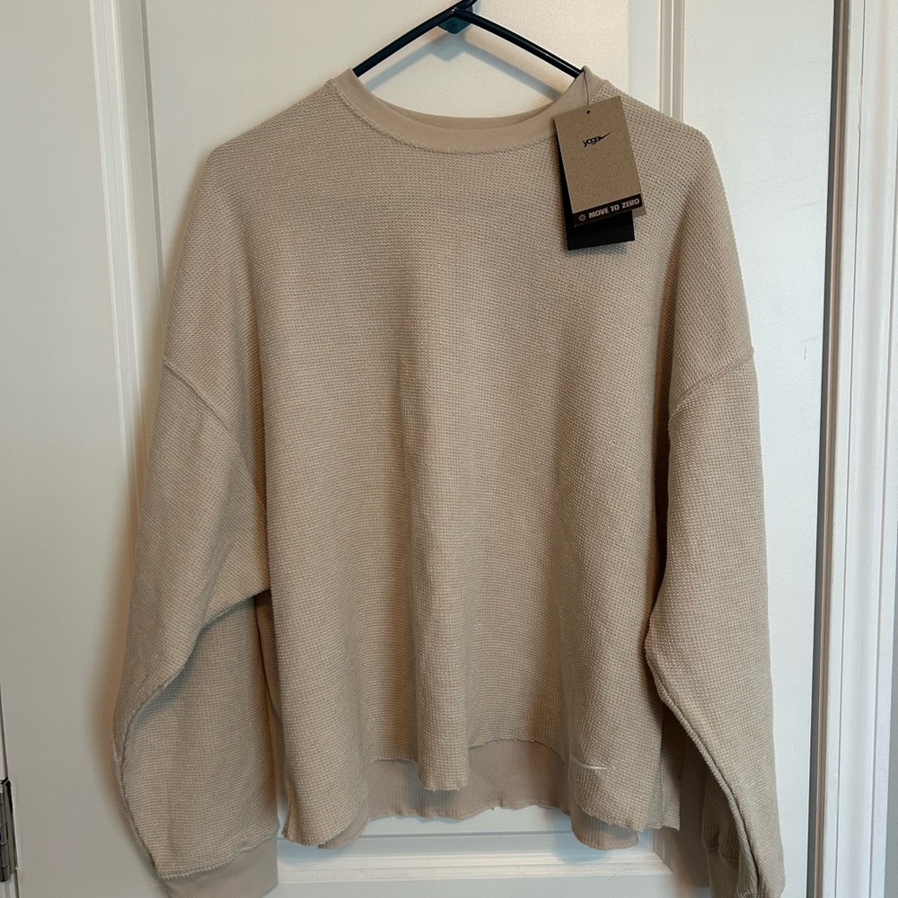 Nike Beige Crewneck Sweater with Ribbed Cuffs